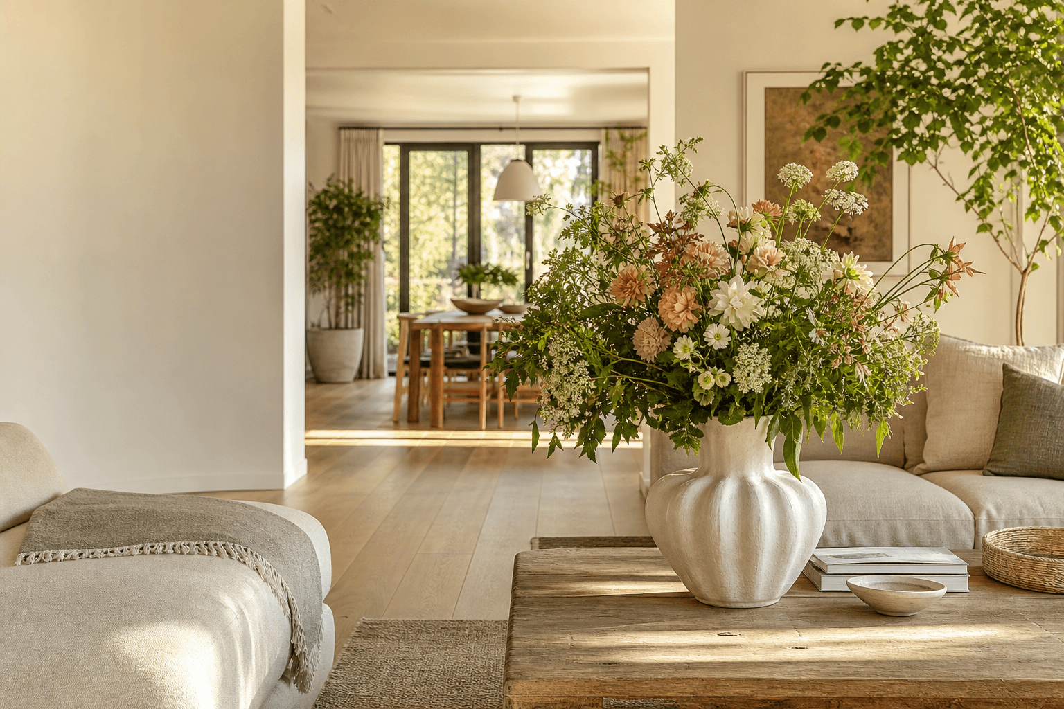 Fresh flowers in a bright, thoughtfully cared-for home